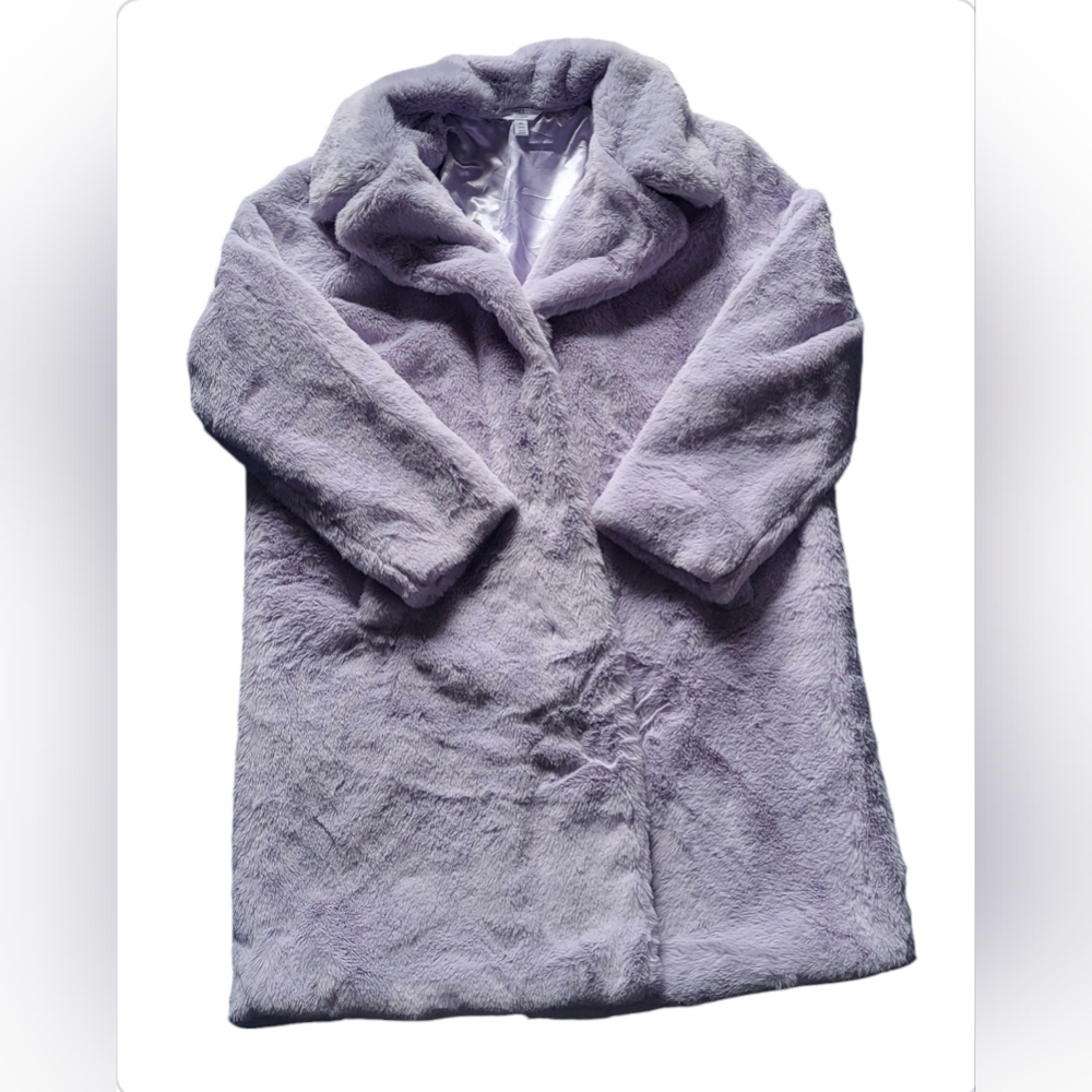 NWT Time And Tru Long Faux Fur Coat Size XL 16-18 Pastel Purple